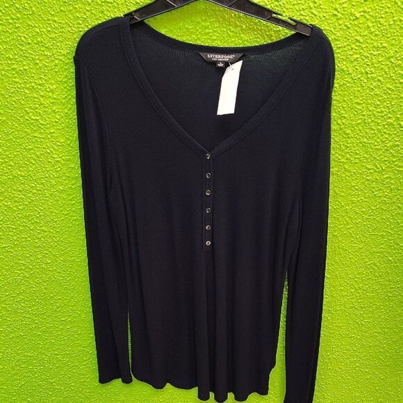 Liverpool Black Fitted Long Sleeve Blouse - Picture 1 of 3